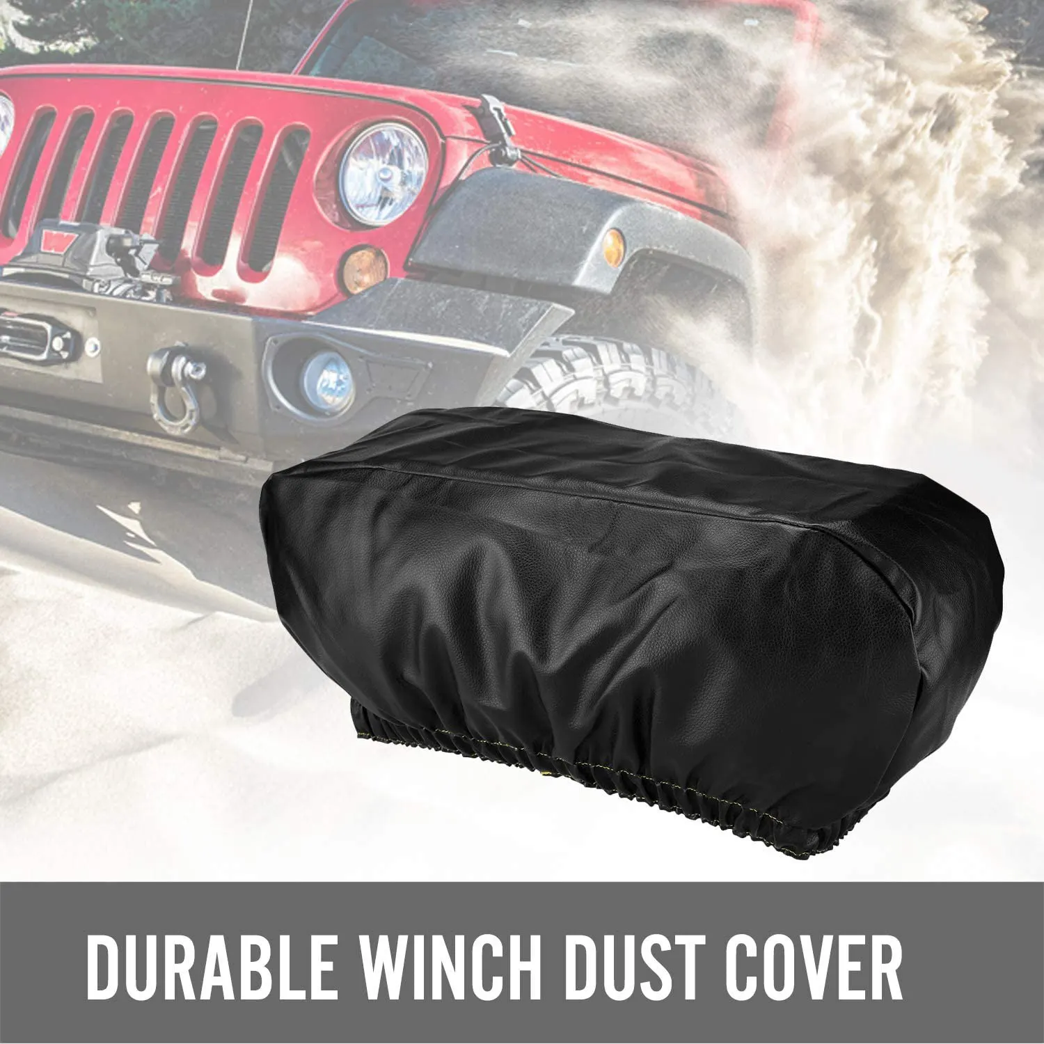 

A22E-Winch Cover Heavy Duty Waterproof Winch Protection Cover Dust-Proof Universal Winch Protective Cover For Up To 17500 Lbs