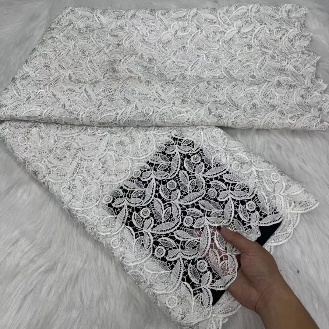 

African Cotton Lace Fabric 2024 High Quality Swiss Voile Lace In Switzerland Nigerian Lace Fabrics For Wedding Material