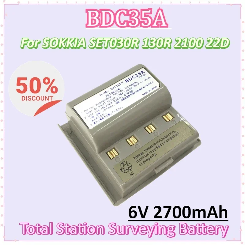 

BDC35A BDC-35 6V 2700mAh Battery for SOKKIA SET030R 130R 2100 22D Series Total Station Rechargeable NI-MH Battery