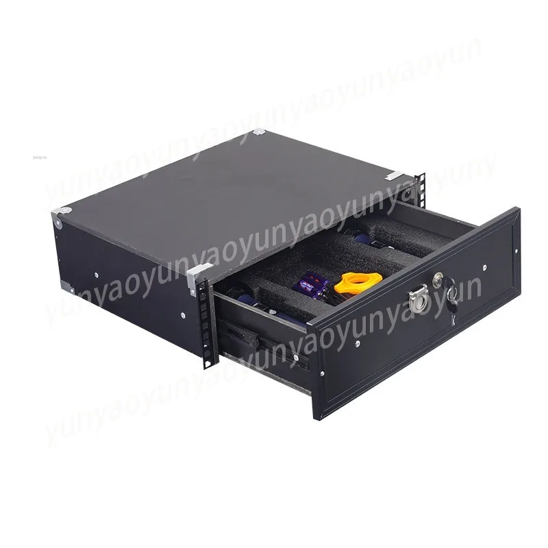 Schrank-Schublade mit Schloss 2U/3U Metall-Eisen Mikrofon-Schublade KTV Drahtloses Mikrofon 19 Zoll Aufbewahrungsbox