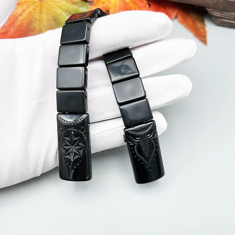 NJ81 مسبحة الصلاة الراتنج ثلاثية الأبعاد ثمانية أشار الأسود موسى الإصبع تخفيف الإجهاد طوي الدورية ستار لهب التأمل حلية #2