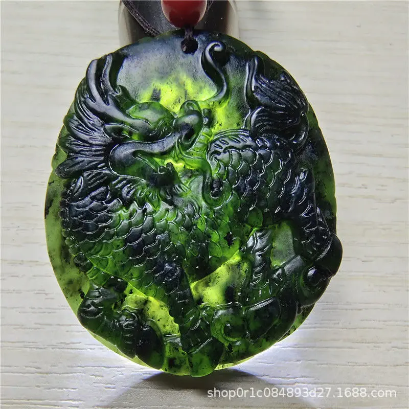 

Lantian Jade Kirin Pendant for Men and Women, Dark Green Jade Kirin Pendant, Ink Jade Kirin Necklace, Raw Stone Pendant