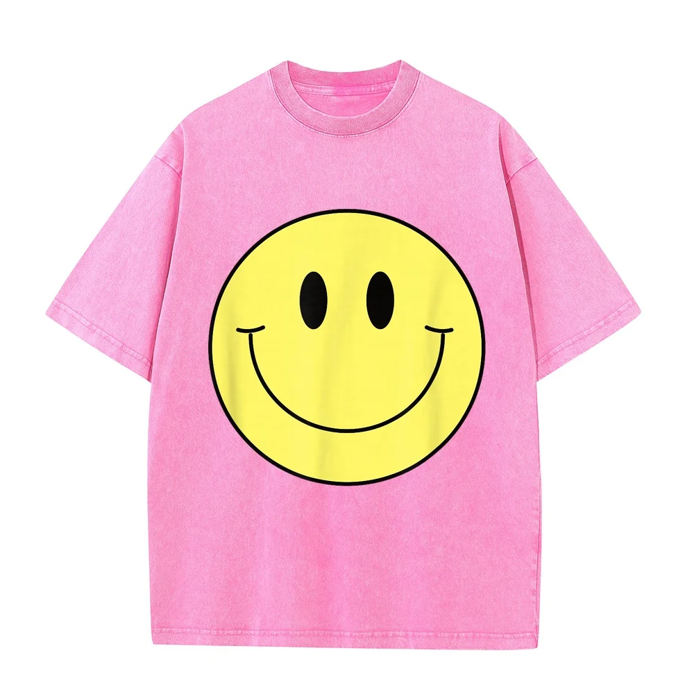 70s Yellow Smile Face Cute Happy Peace Smiling T-Shirt Men's Shirts Men Clothing T-Shirts Green Graphic Tee Casual Cotton