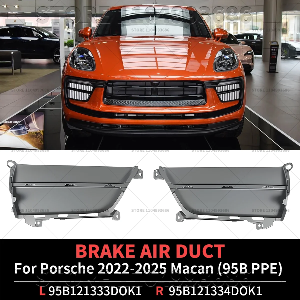 

For 2022-2025 Porsche Macan (95B PPE) Front Bumper Grille Brake Air Duct OEM 95B121333DOK1 95B121334DOK1 95B121333D 95B121334D