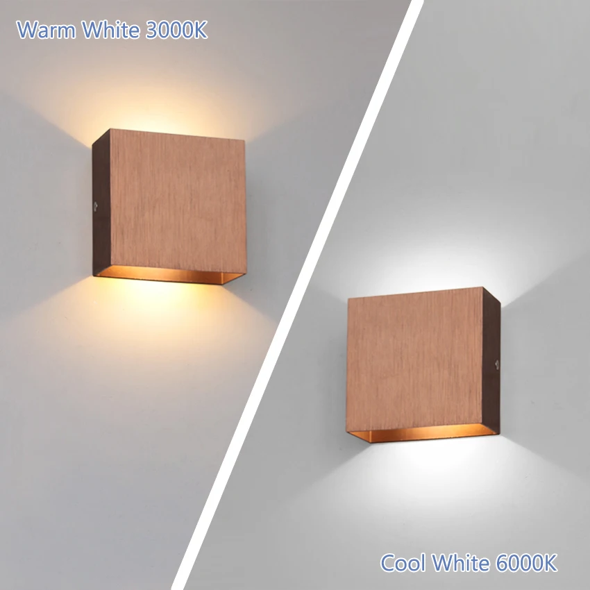 6 واط LED مصباح الجدار الداخلي صعودا وهبوطا توهج نحى الذهب/الفضة/أسود/القهوة الألومنيوم أضواء الجدار إضاءة ديكوريّة المنزل AC90-260V