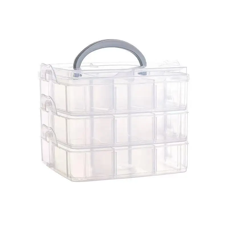 Transparente, verstellbare, stapelbare Aufbewahrungsbox aus Kunststoff mit Fächern zum Organisieren von Spielzeug und Schmuck – Detail 7