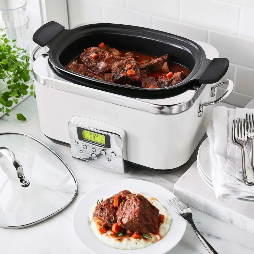 Elite 8 - in -1 programmier barer 6qt elektrischer Slow Cooker, spülmaschinen fester Deckel und abnehmbarer Topf, pfas frei gesund