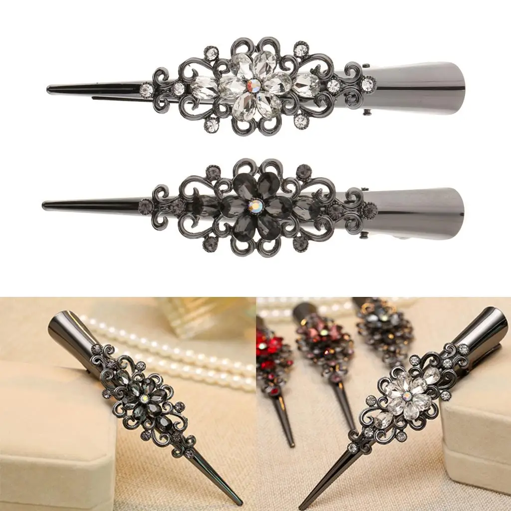 

Fashion Duckbill Rhinestone Hair Clip Metal Alligator Crystal Grip for Girls Curly Hair Accessories Gift