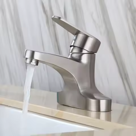 Bathroom Faucet Basin Sink Taps Deck Mounted 304 Stainless Steel Single Lever Double Hole Cold and Hot WashBasin Mixer Tap