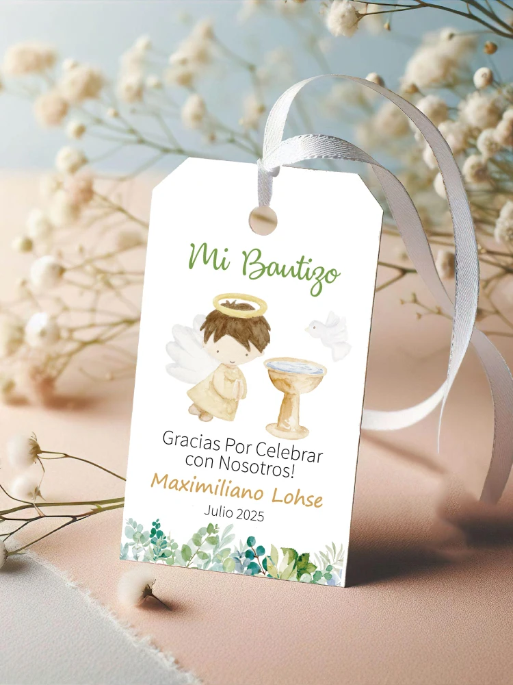Étiquettes personnalisées pour faveurs de communion, baptême, baptême, première communion, étiquettes d'invitation, 100 pièces