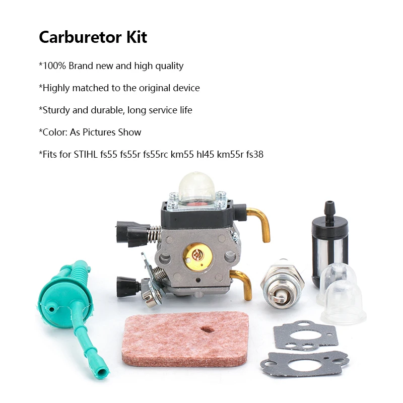 XCAN Carburetor Kit for Stihl KM55 FS55R FS55RC HL45 KM55R FS38 FS55 String Trimmer Weed Eater with Air Filter Line Gasket Carb