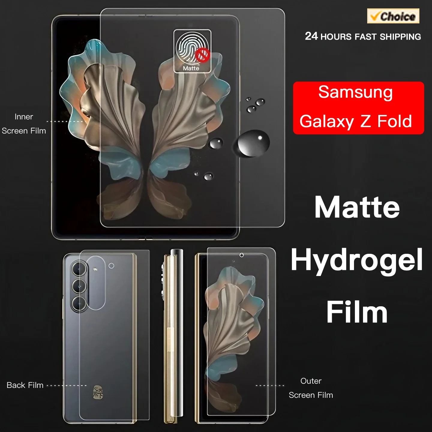 Matte Hydrogel Soft TPU Film For Samsung Galaxy Z Fold 6 5 4 3 2 5G Inner Outer Hinge Sticker Full Body Screen Protector