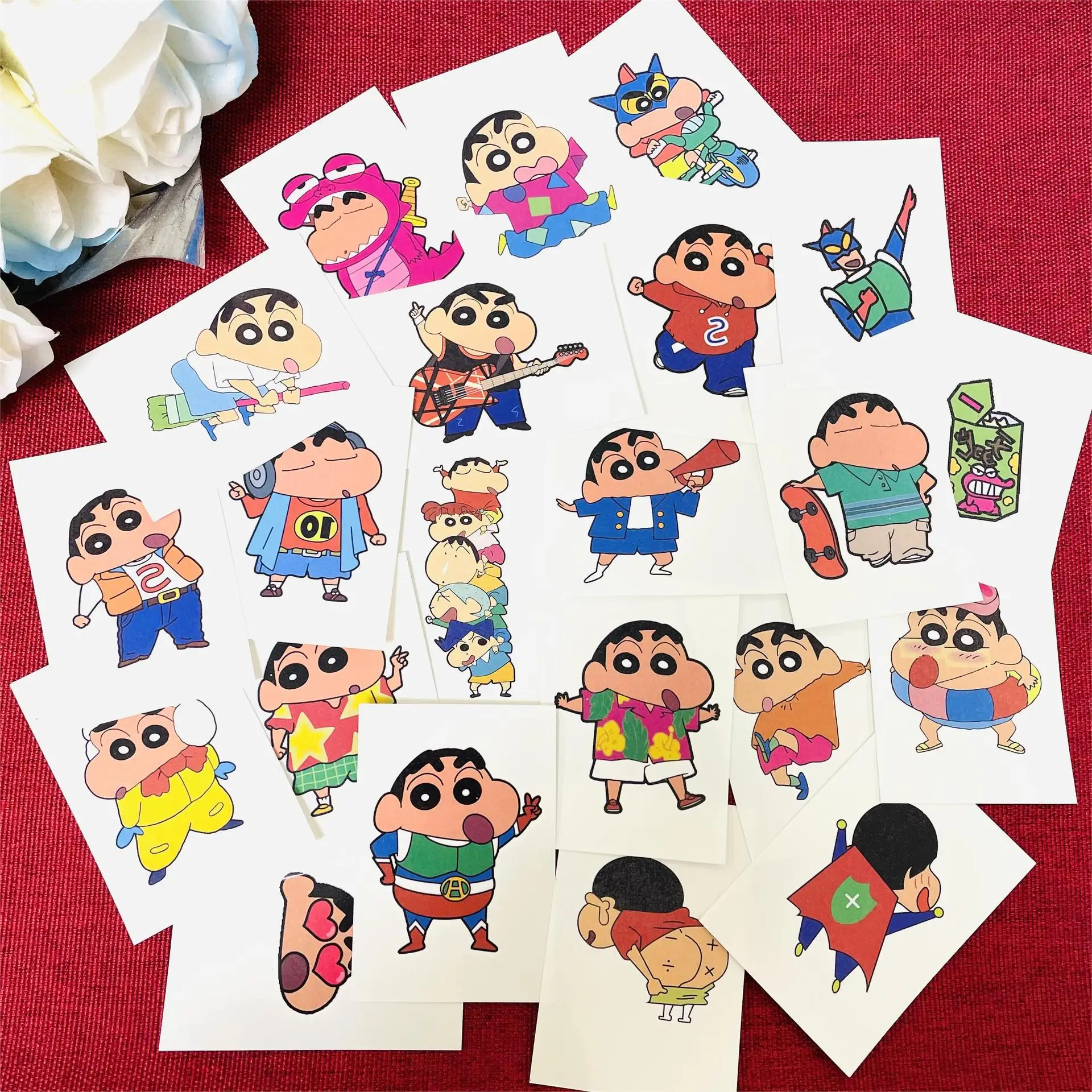 22pcs Crayon Shinchan Tattoo Sticker Waterproof Anime Tattoo Children Birthday Party Gift Body Art Disposable Tattoo Sticker Toy