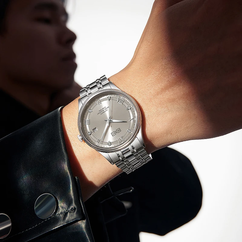 Reloj Automático Bexei para hombre luminoso de acero inoxidable 316L calendario mecánico zafiro reloj de lujo para hombre resistente al agua luminoso 9255