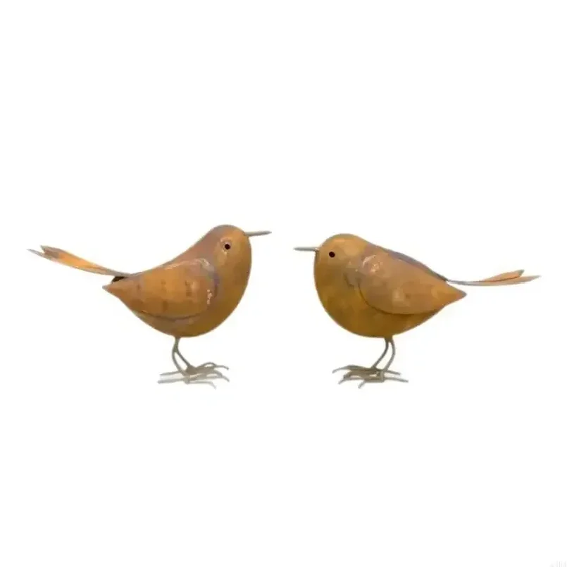 2Pcs Iron Bird Figurine Decorative Statue Collection Tabletop Ornament Sculpture