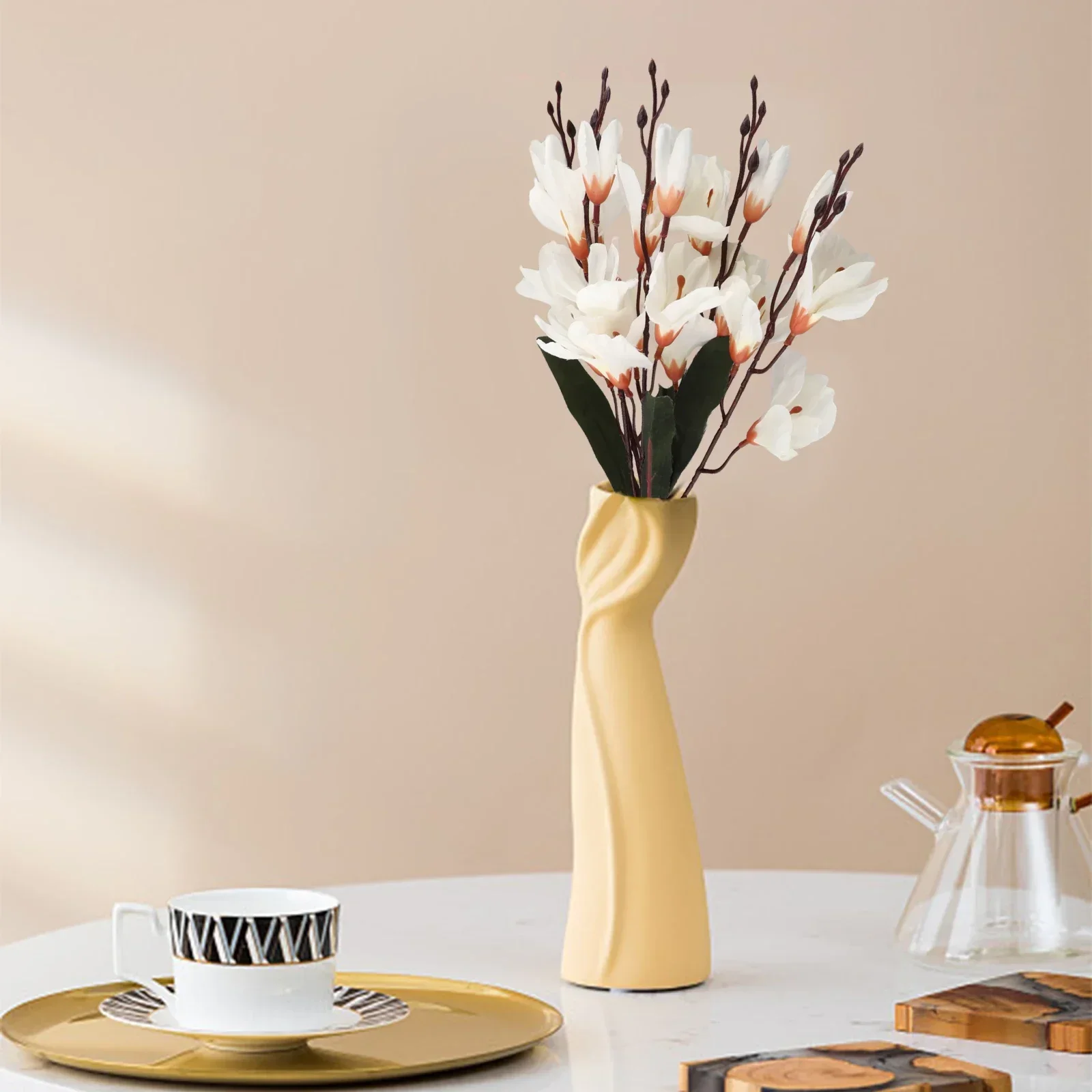 

Lifelike Magnolia Bouquet 5 Prongs 20 Heads Artificial Flowers For Interior Decoration Choose From Various Colors