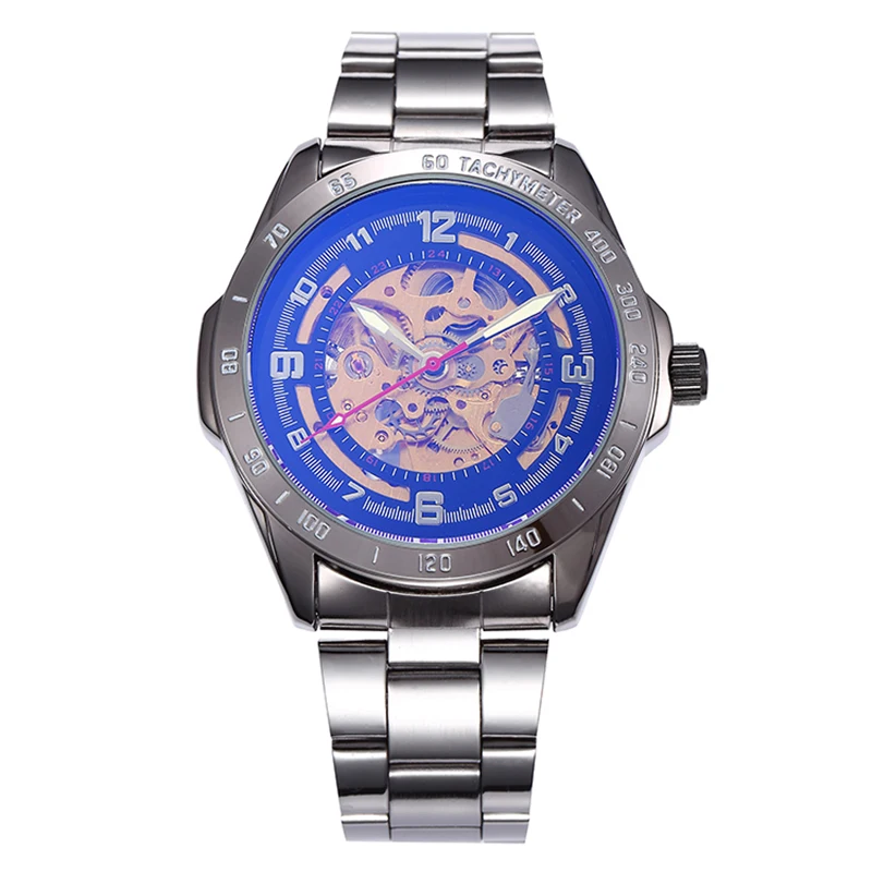 ساعات ميكانيكية من SHENHUA-Skeleton steampانك للرجال ، ساعة معصم أوتوماتيكية ذاتية الرياح ، مؤشر مضيء ، ساعة مقاومة للماء ، علامة تجارية