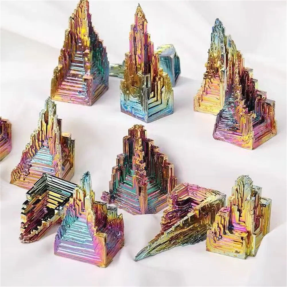 Natural Bismuth Collection, Quartz Crystal Minerals,Decorated with Colored Metallic Bismuth,Beautiful Specimens,Antimony Minera