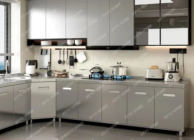 TT 304 stainless steel cabinet rural stove integrated kitchen storage cupboard