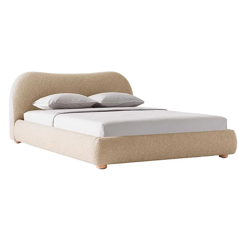 

Lamb wool fabric bed light luxury master bedroom double bed modern simplicity