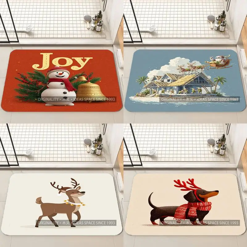 

Рождественский коврик с милым пингвином, украшение для гостиной, домашний диван, нескользящий ковер, кабинет, спальня, татами, детский мягкий напольный коврик