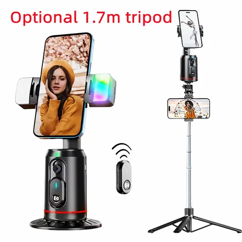 FANGTUOSI 360 °   Treppiede stabilizzatore cardanico con rotazione Selfie Stick Tracciamento facciale da tavolo con supporto per luce otturatore remoto Bluetooth
