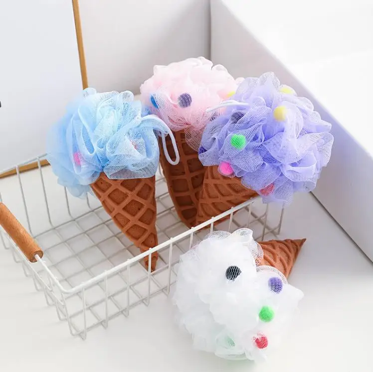 

Bath Brushes Sponges Scrubbers Ice Cream Rainbow Cartoon Ball New Creative Sponge Cone Bathball Flower SN4498