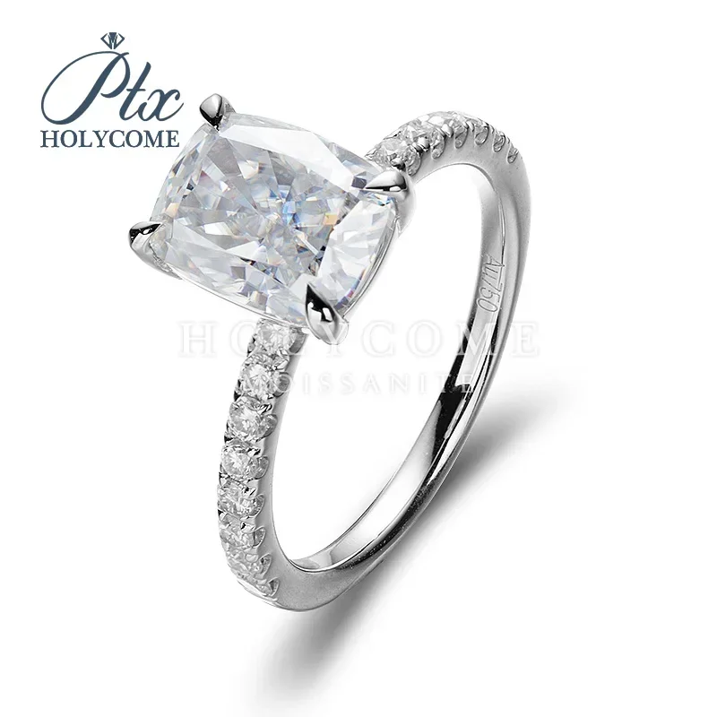 Ptx Top Jewelry 14K Classical Gold Order FactoryCrushed Ice Elongated  VVS1 Holycome Reddit GRA Moissanite Ring with Certificate