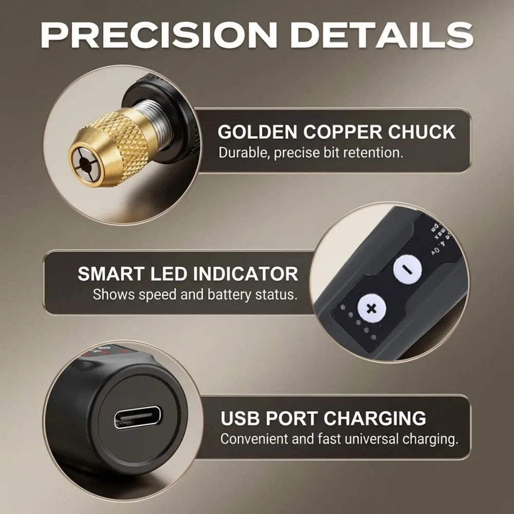 USB Cordless Mini Drill – 3.7V Engraving Rotary Tool for Jewelry, Glass, DIY Carving, Polishing, Craft – Portable Handheld image 4