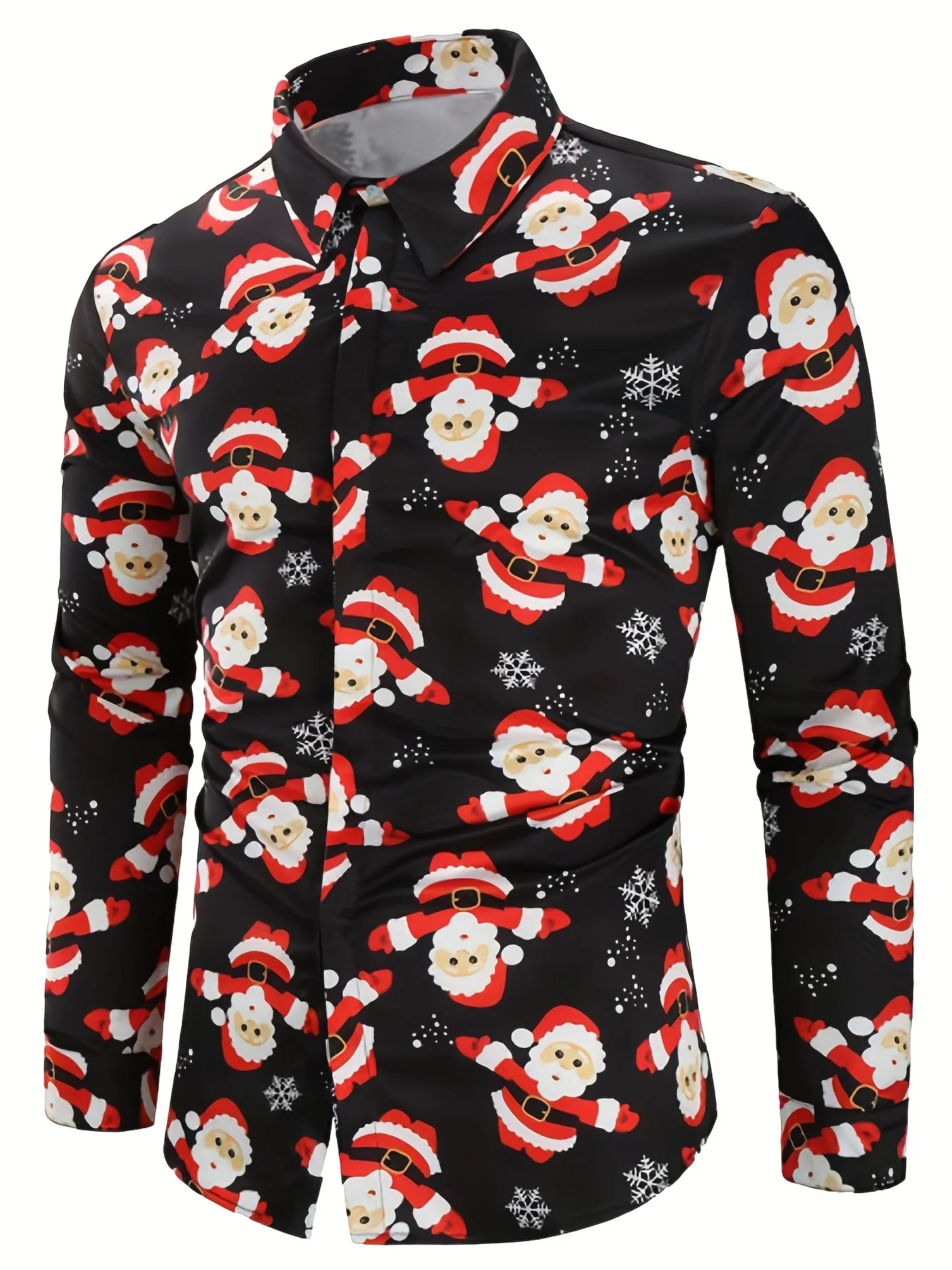 Camisas formales con estampado de Papá Noel para hombre con tema navideño, camisa de manga larga con gráfico navideño, camisas de moda para hombre