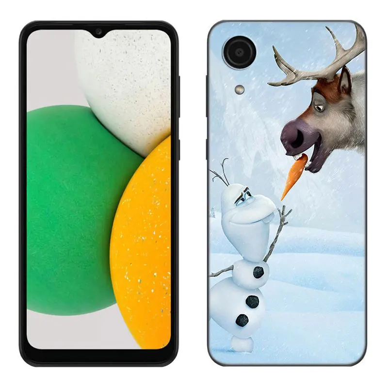 Princess Elsa Anna Olaf Black Phone Case For Samsung Galaxy A01 A03 Core A04 E A02 A05 A10 A20 A21 A30 A50 S A6 A8 Plus A7 2018