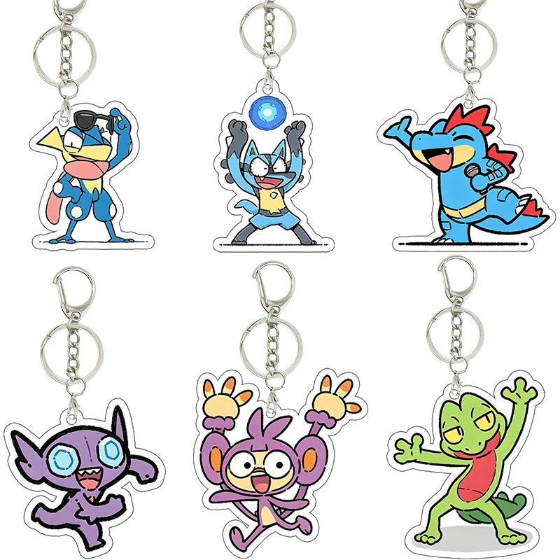 Marshtomp Lucario Croconaw Pocket Monsters Acrylic Keychain Kawaii Bag Pendant Anime Cartoon Decoration Girl Accessories Gift