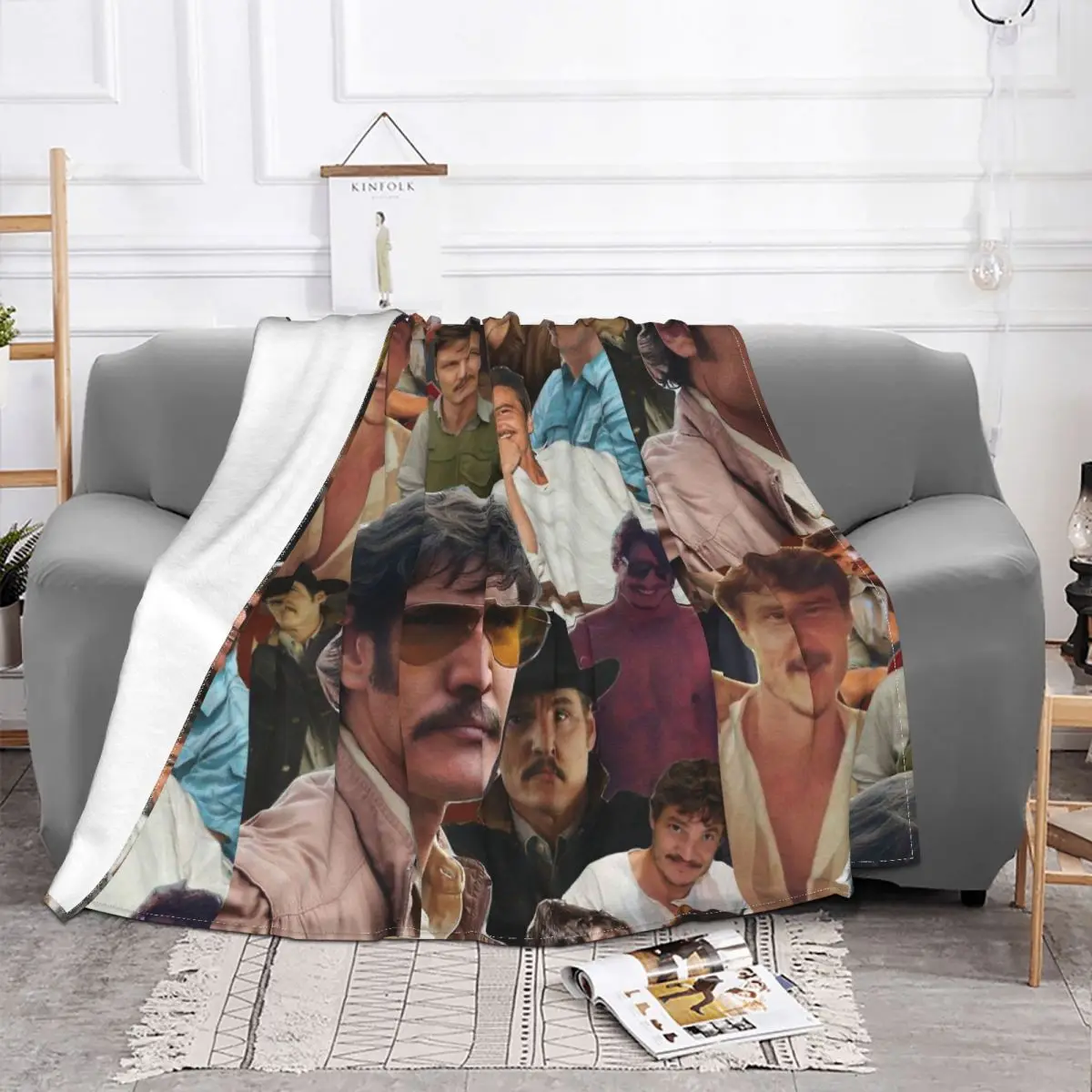 Collage Of Pics Pedro Pascal Meilleur acteur de groupe Blanket Velvet Spring Autumn Throw Blankets For bed Plush Thin Quilt