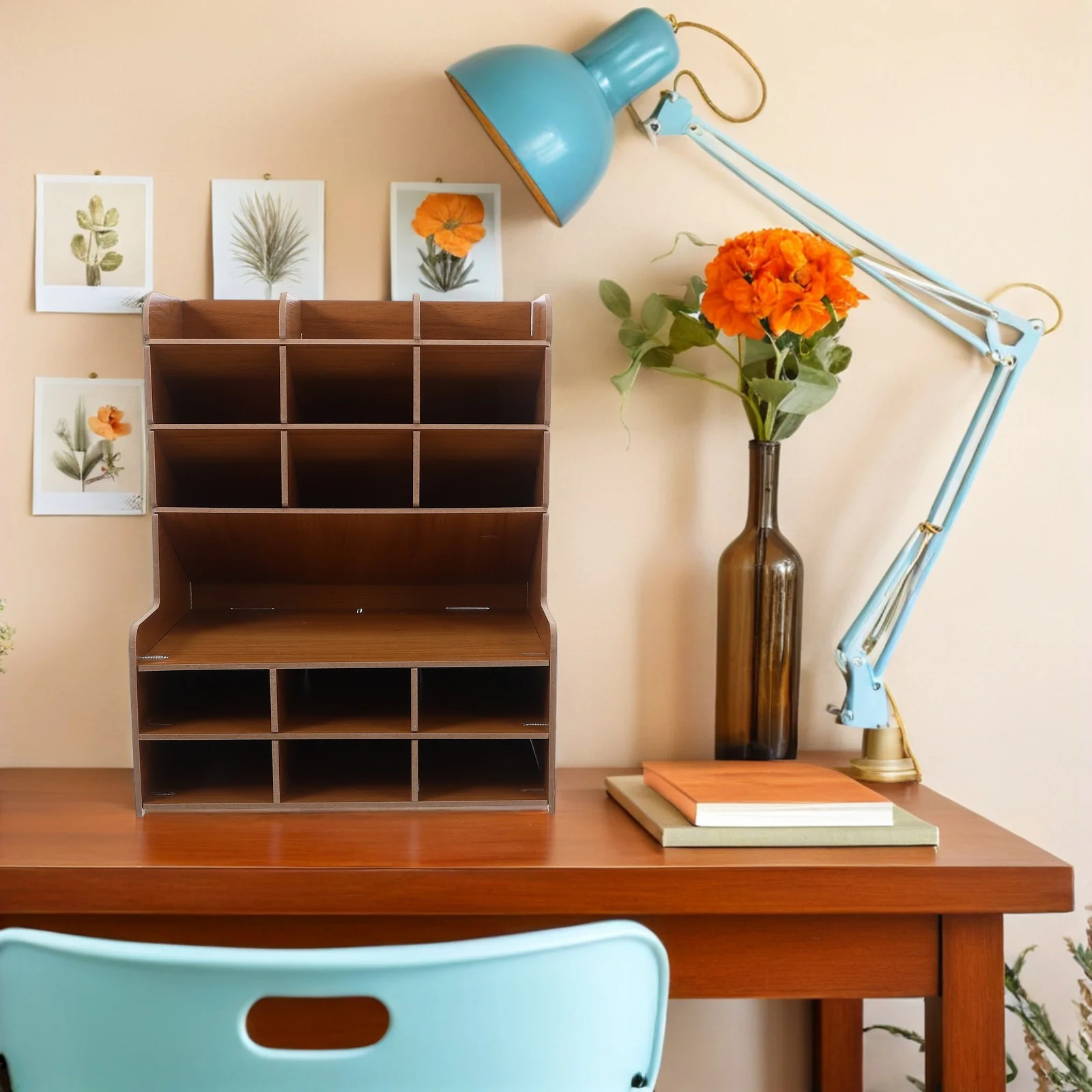 

Large Capacity Wooden Pen Organizer Box Multiple Compartments Desktop Storage Rack For Office Home School Wood Desk Organizer,