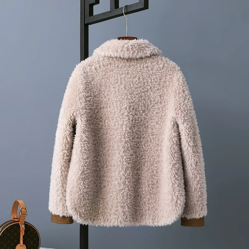 Ayunsue casacos de inverno das mulheres ovelhas shearling casaco moda feminina lã casaco de pele quente roupas femininas casaco de pele casaco feminino lq