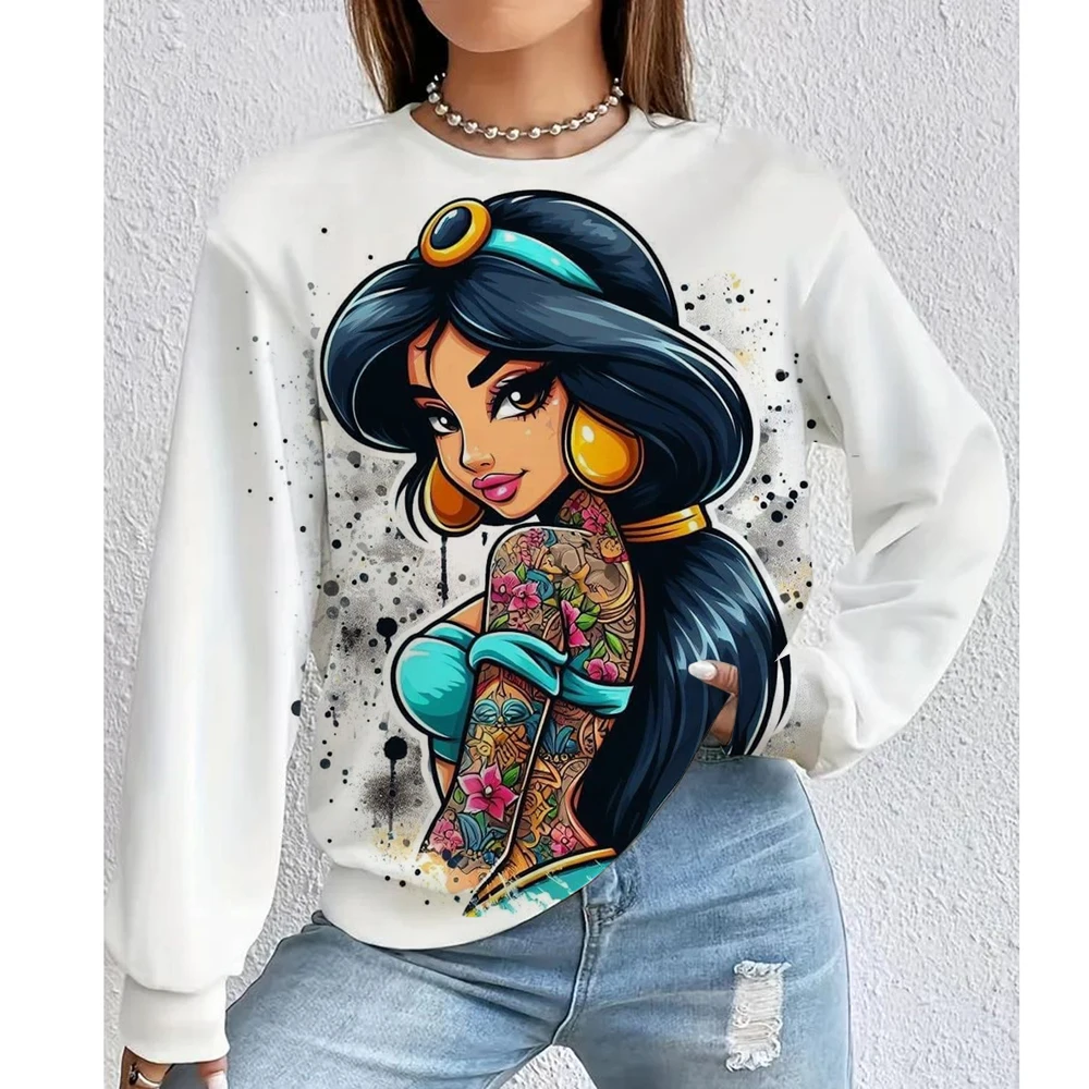 فاسق الياسمين الأميرة الوشم البلوز المرأة Y2K كنزة بمقاس كبير Harajuku ريترو المتمردين الجرافيك فضفاض ملابس الشارع النسائية #1