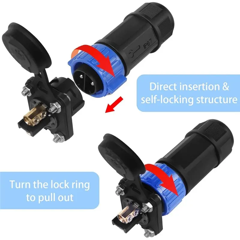 Waterproof 2 Pack Trolling Motor Plug 12V/24V/36V/48V DC Power Connector For Down Riggers/Fishing Reels Marine Boats