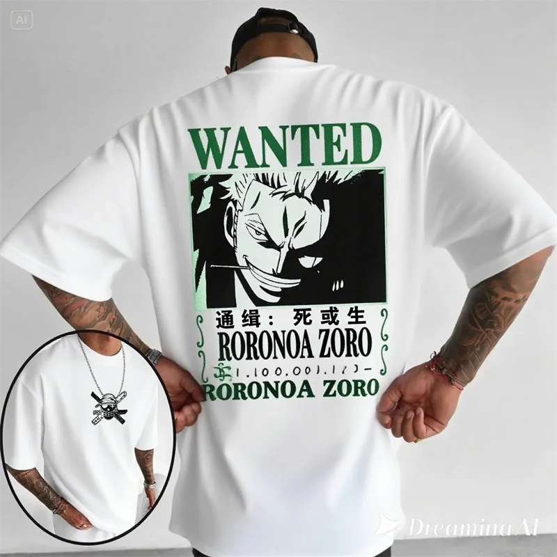 

One Piece Roronoa Zoro Мужская футболка японского аниме Летняя хлопковая футболка с короткими рукавами Y2K Harajuku Trend Графическая футболка Женские топы