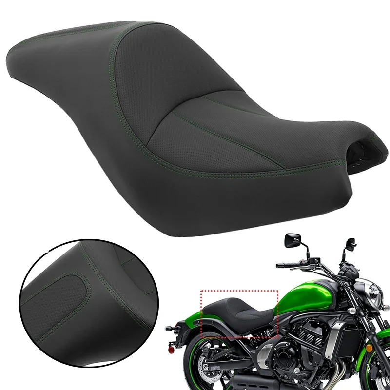 

Two-Up Motorcycle Driver Passenger Seats Front Rear Seat Cushions Black For Kawasaki Vulcan S650 VN650 EN650 2015-2023