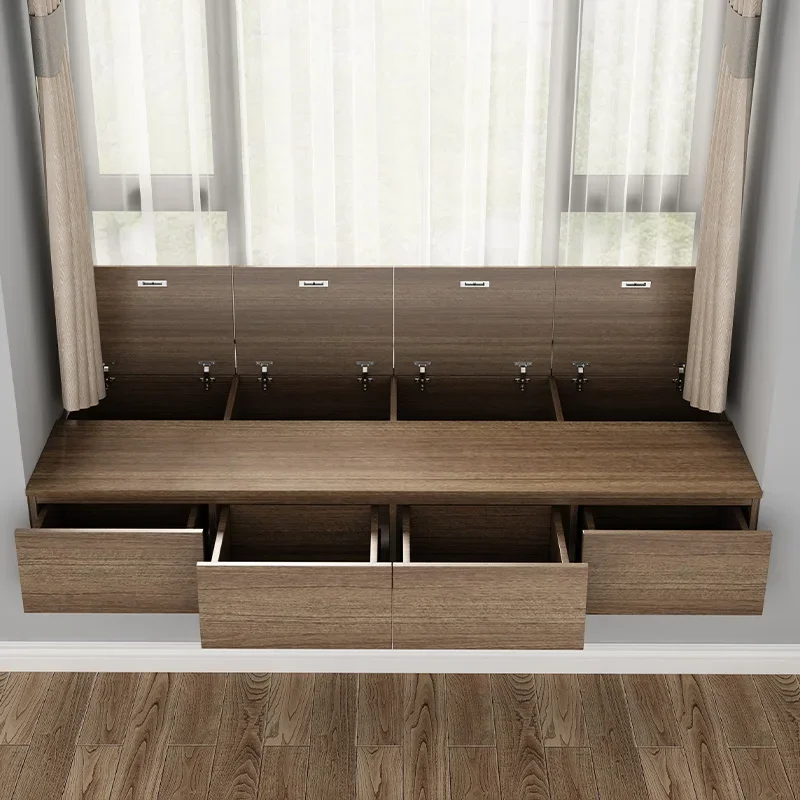 Solid wood bedroom bay window cabinet balcony window sill cabinet low cabinet sitting floor drawer