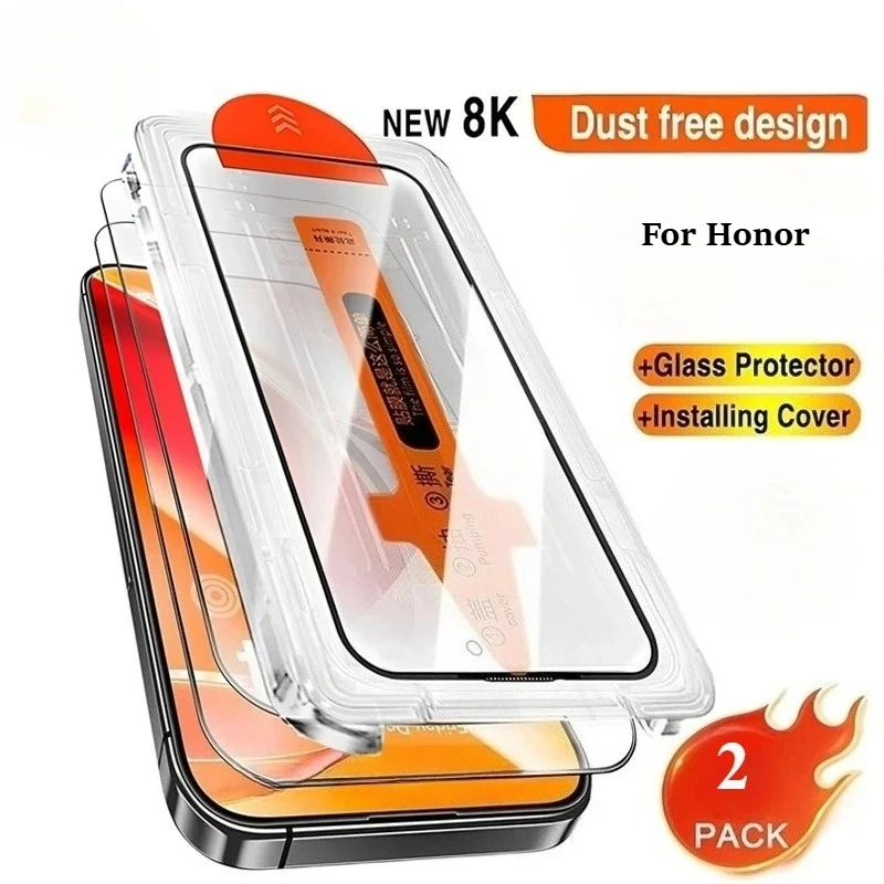 2 Stück Premium Oleophobe Beschichtung aus gehärtetem Glas für Honor X9D Magic 7 8 Lite X70 Magic 8 Pro Air Staubfreie Displayschutzfolien