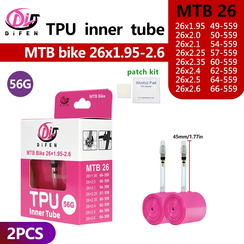 Difen TPU MTB Fahrradschlauch 29 26 27.5 29x1.95 2.0 2.1 2.2 2.3 2.4 2.5 2.6 Zoll Mountainbike-Reifen Pneu 29er