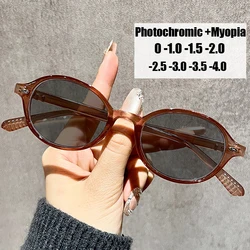 Luxury Brand Myopia Glasses Women Men Finished Blue Light Blocking Photochromic Sunglasses Optical Prescription Eyewear To -4.0