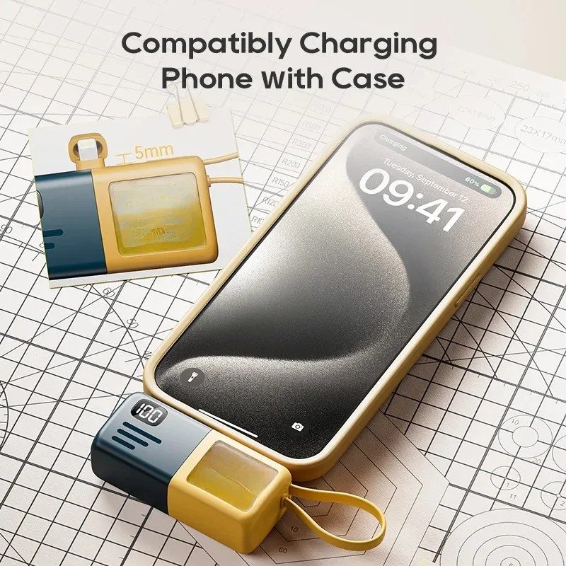 5000mAh For iPhone Batterie Externe Portable Charger For Xiaomi Mini Power Bank With Type-C Cable Fast Charging Power Bank