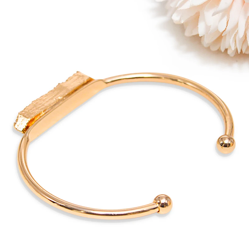 Rectangle Raw Stone Bracelet for Women Handmade Natural Crystal Cluster Open Cuff Bangle Jewelry