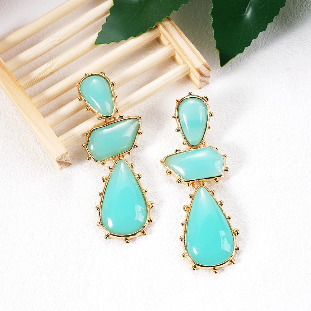 Blue Waterdrop Dangle Earrings for Women Simple Love Heart Shaped Jewelry Personalized Dangling Gift for Valentine's Day