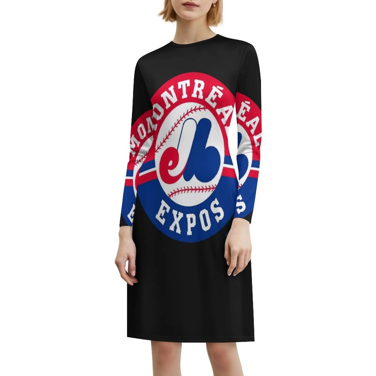 فستان قصير على طراز Expos Montreal Preppy للنساء على شكل حرف a فضفاض مناسب فستان يوم غير رسمي Montreal Expos Expo Baseball Montreal Woman