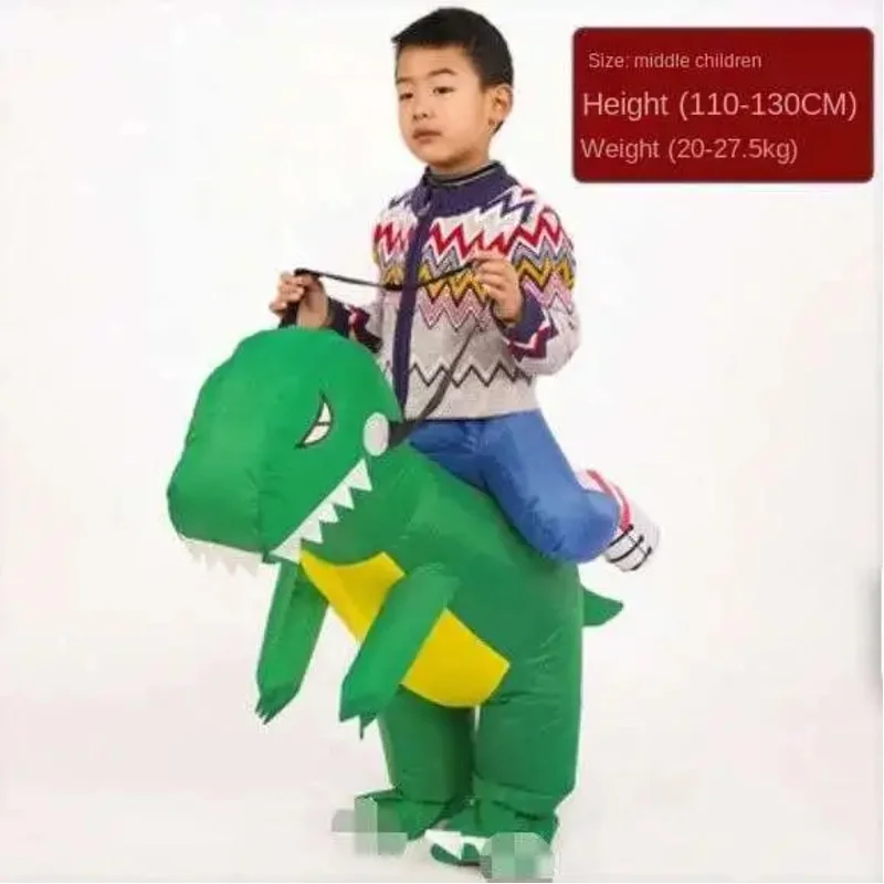 DY20Child الكبار للجنسين صبي فتاة نفخ الديناصور الأخضر تأثيري حلي الاطفال رياض الأطفال أداء حفلة الهالوين كرنفال