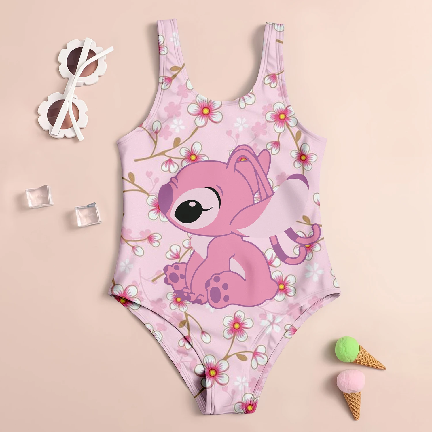 Children\'s Swimsuit Girl Swimwear 2024 Disney Stitch Swimsuit for Kids Sell Like Hot Cakes Beach 4-14 Years Old Baby Swimwears