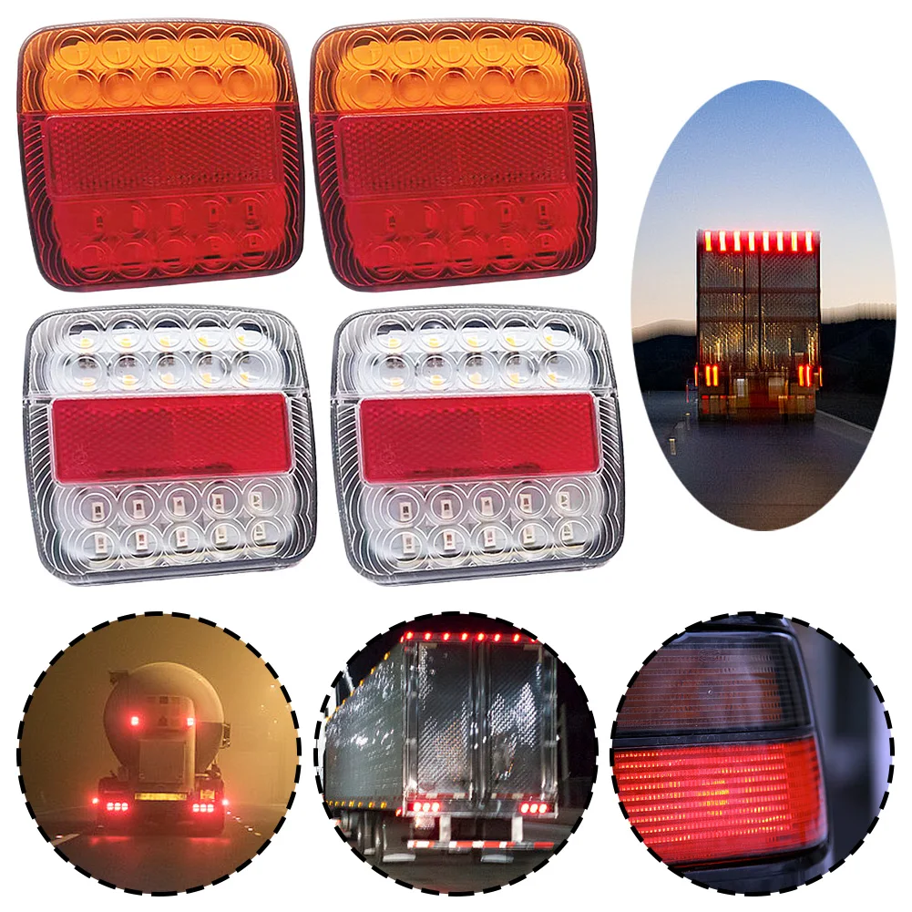 2Pcs Car Number Plate Light 26 LED Stop Tail Lights Super Bright 12V 26 LED Tail Light IP66 Waterproof for Trailer Truck RV Boat